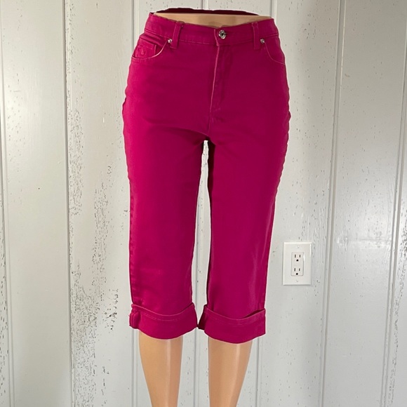 *Gloria Vanderbilt  Women's  Pink Cuffed Jean Capri Sz 8 - Picture 7 of 16